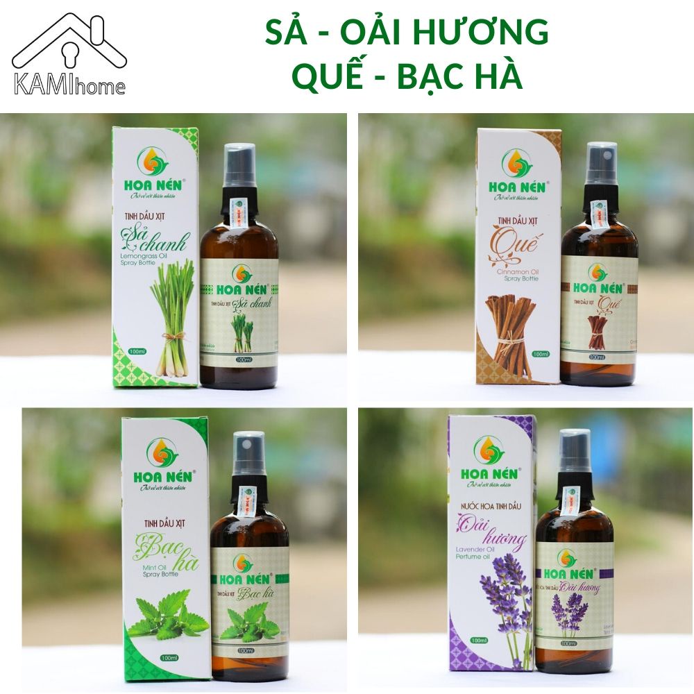 Tinh dầu chai Lớn 100ml❤️ Quế Sả chanh Bạc hà Oải hương ❤️ khử mùi thơm phòng đuổi diệt muỗi Hoa Nén Việt Nam KM45000