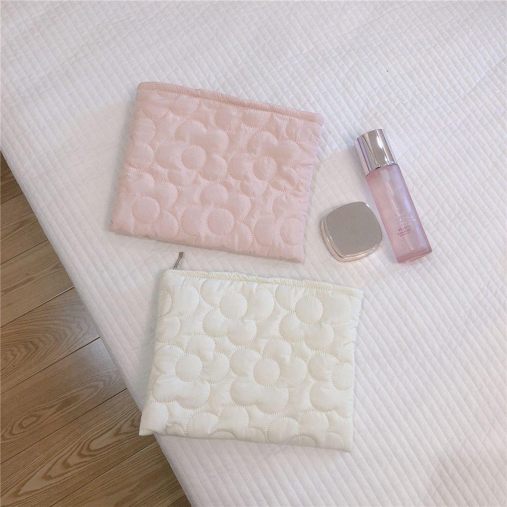 Somedayzl Túi Đựng Đồ Trang Điểm Bằng Vải Canvas Nylon Màu Trơn Đa Năng Có Khóa Kéo Thời Trang Cho Nữ