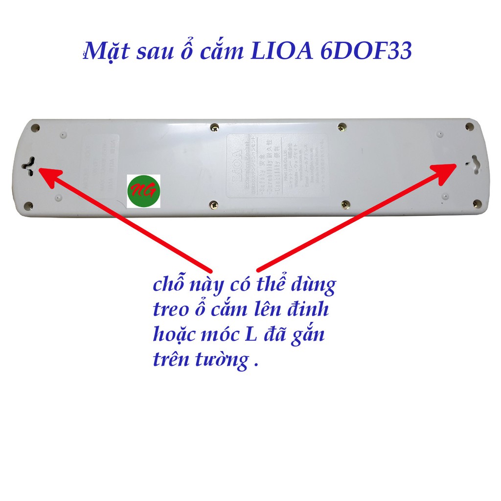 Ổ cắm điện 3 chấu có dây tiếp đất LIOA 6DOF33 - 6 ổ cắm 6 công tắc dây dài 3 mét phích cắm 3 chấu