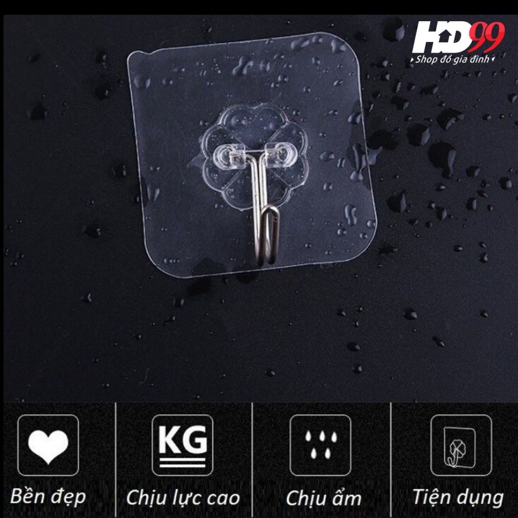 Móc Dán Tường Trong Suốt Chịu Lực Siêu Dính Siêu Bền Siêu Rẻ Kích Thước 6x6 cm [HÀNG CHÍNH HÃNG]