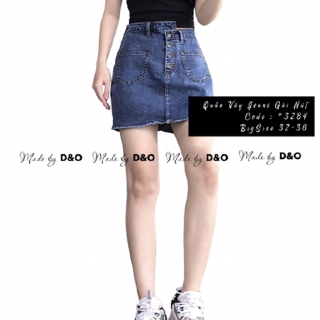 Quần Váy Jeans Bigsize Xanh Đậm - Có Quần Trong - Lưng Cao/Co Giãn