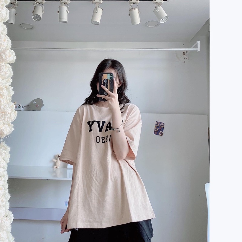 Áo thun cotton tay lỡ dáng rộng unisex Navy freesize 38-65kg