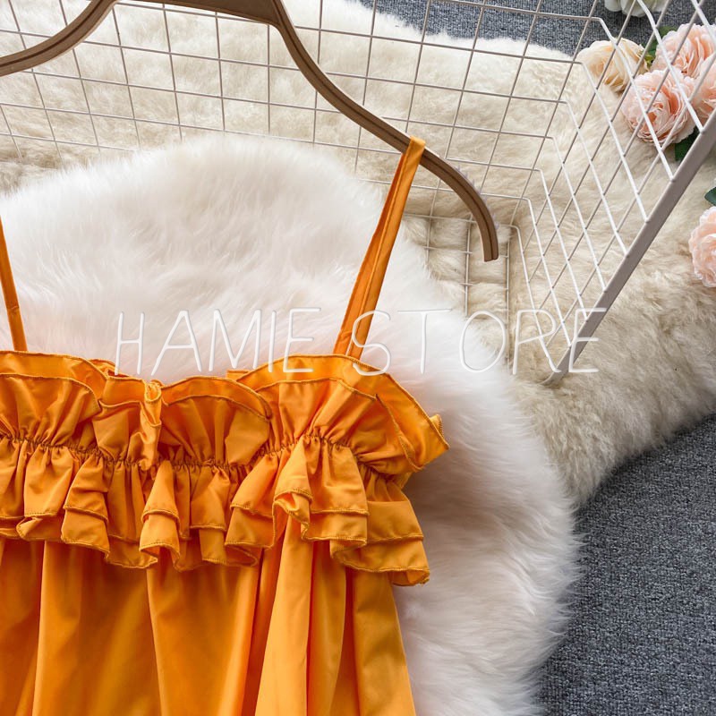 Váy 2 dây maxi đi biển đầm maxi dáng dài bèo chun ngực điệu đà HV150, váy suông dài qua gối đi du lịch đi chơi | BigBuy360 - bigbuy360.vn