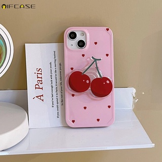 Ốp Điện Thoại Chống Sốc Họa Tiết Trái Cherry Kèm Giá Đỡ Dành Cho iPhone 13 12 11 Pro Max XS Max XR