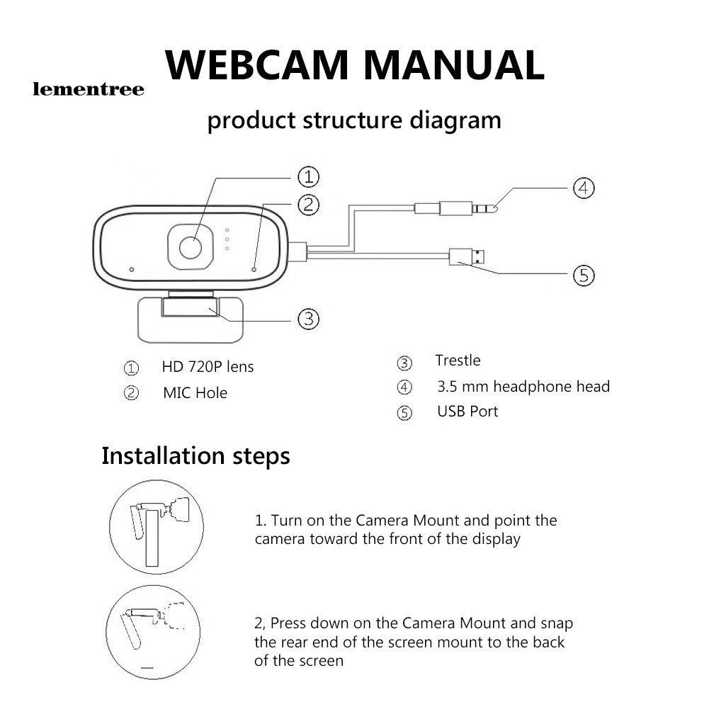 ✡WYB✡USB 2.0 720P Webcam Video Teaching Camera Web Cam with Microphone for PC Laptop