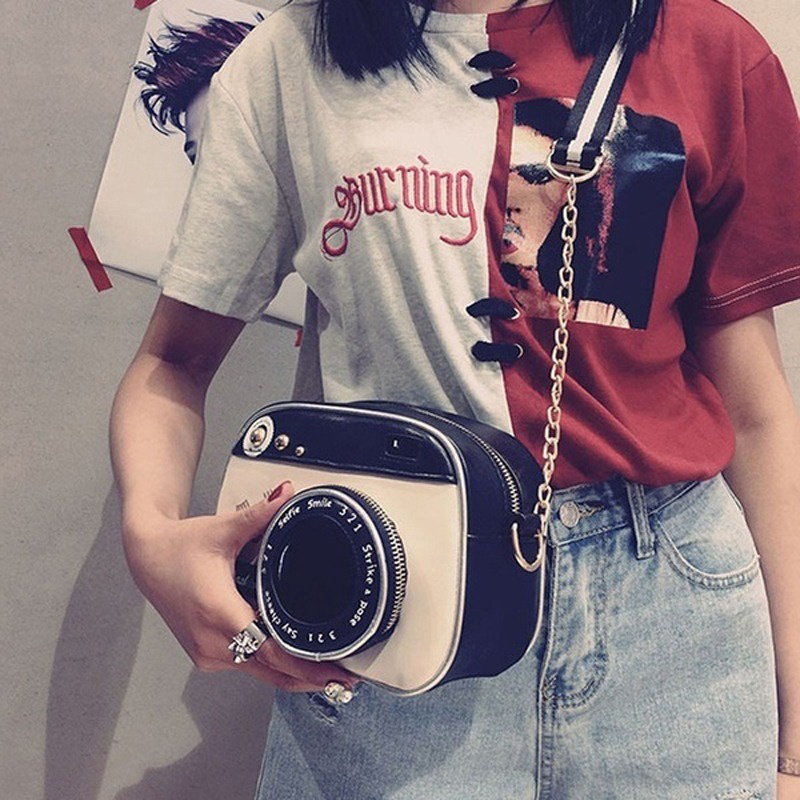 Túi đeo chéo da Pu hình máy ảnh dễ thương cho nữ