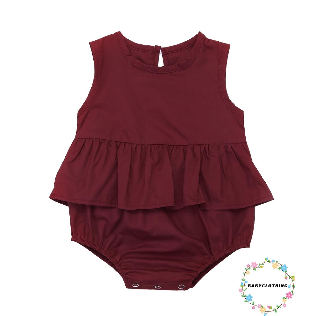 ღWSVღNewborn Baby Girl Red Sleeveless Romper Jumpsuit Bodysuit Outfits Clothes Summer