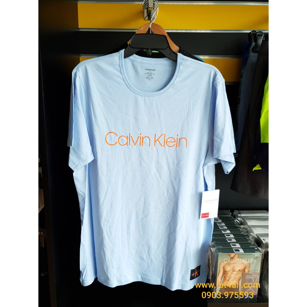 [CHÍNH HÃNG] Áo thun nam Calvin Klein NM1576 Monogram Logo Crewneck T-Shirt Wedgewood