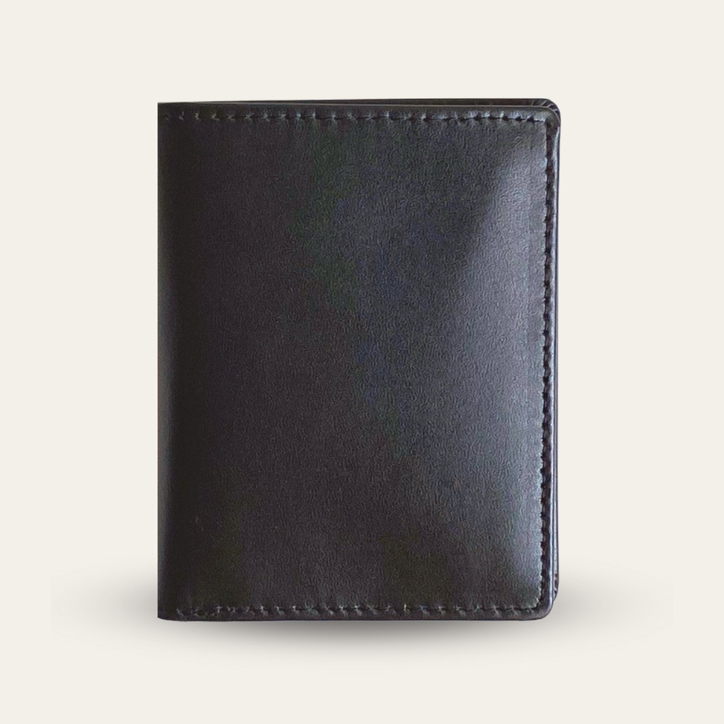 Ví Vuông Unisex Mini đứng da thật dáng gập gọn nhiều ngăn thẻ