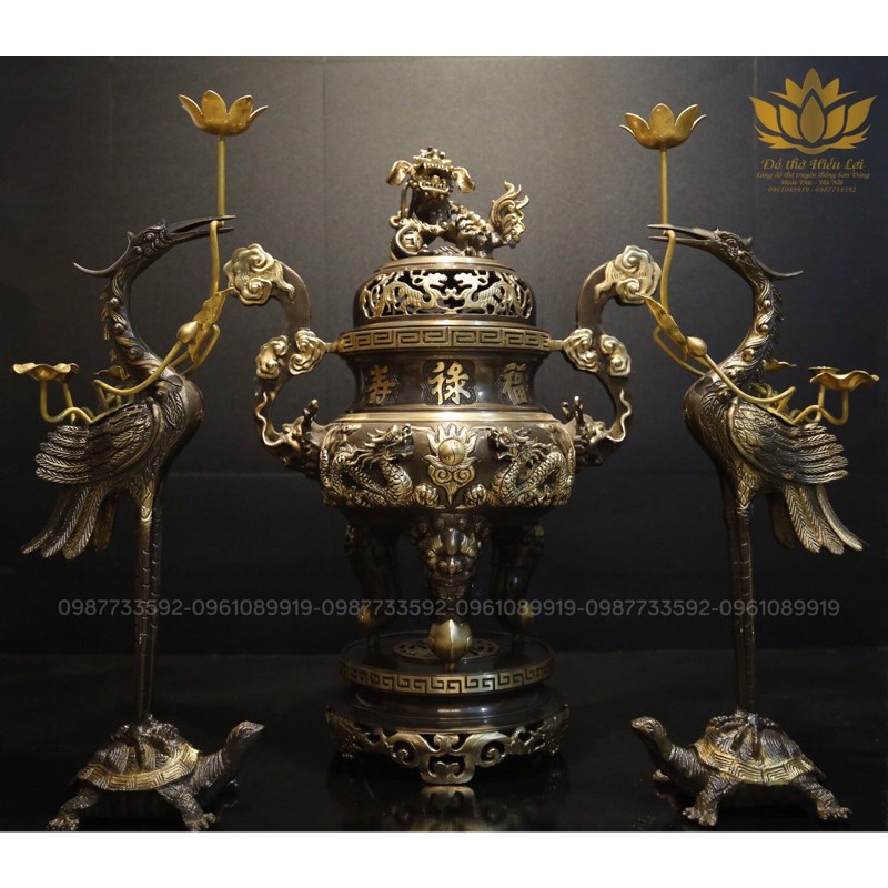 Bộ đỉnh  đồng vàng nguyên chất 100% - cao 60cm