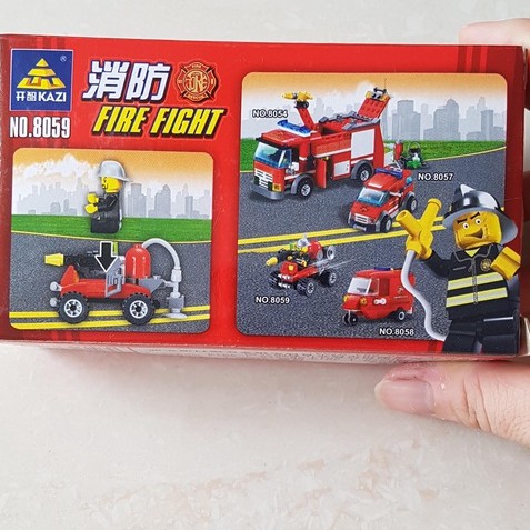 Đồ chơi lắp ráp, mô hình giống như lego, nhân vật chú lính cứu hỏa và xe ( tương thích với lego, 57 miếng )