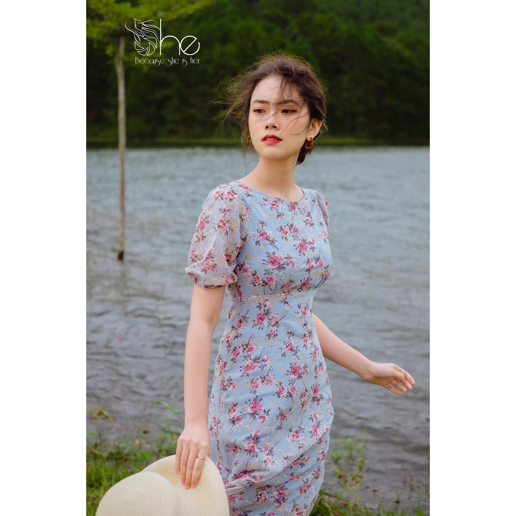 Cindy Dress - Đầm cổ tròn tay bo - SDX105