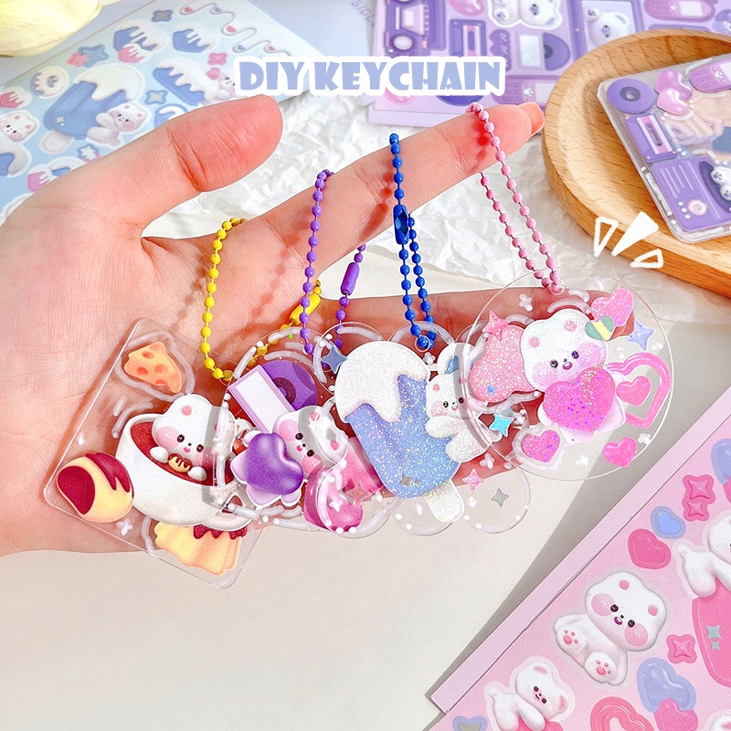 1 Sticker Dán Trang Trí Hình Gấu Thỏ
