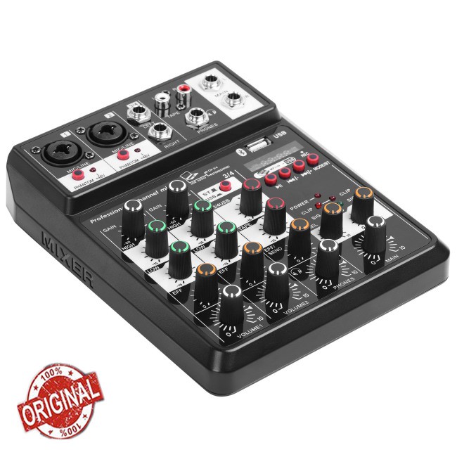 【Ready Stock】Bluetooth Wireless 4-channel Audio Mixer Portable Sound Mixing Console USB Interface