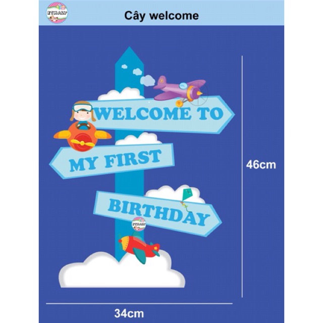 Standee  cây Wellcome chủ đề máy bay