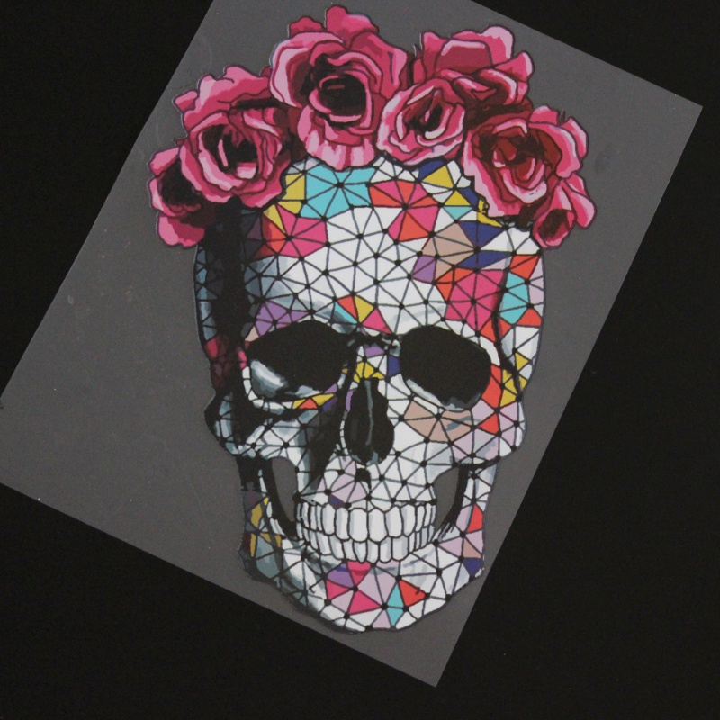 Sticker Ủi Thêu Hình Đầu Lâu Và Hoa