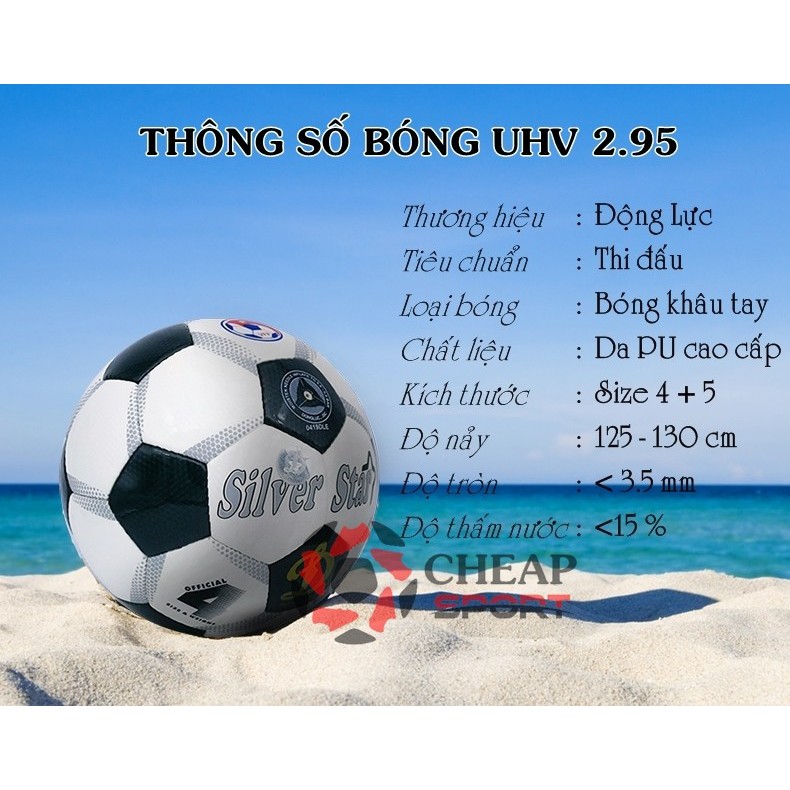 Trái banh Quả bóng đá động lực UHV 2.95 TENTADA Bạc size 5