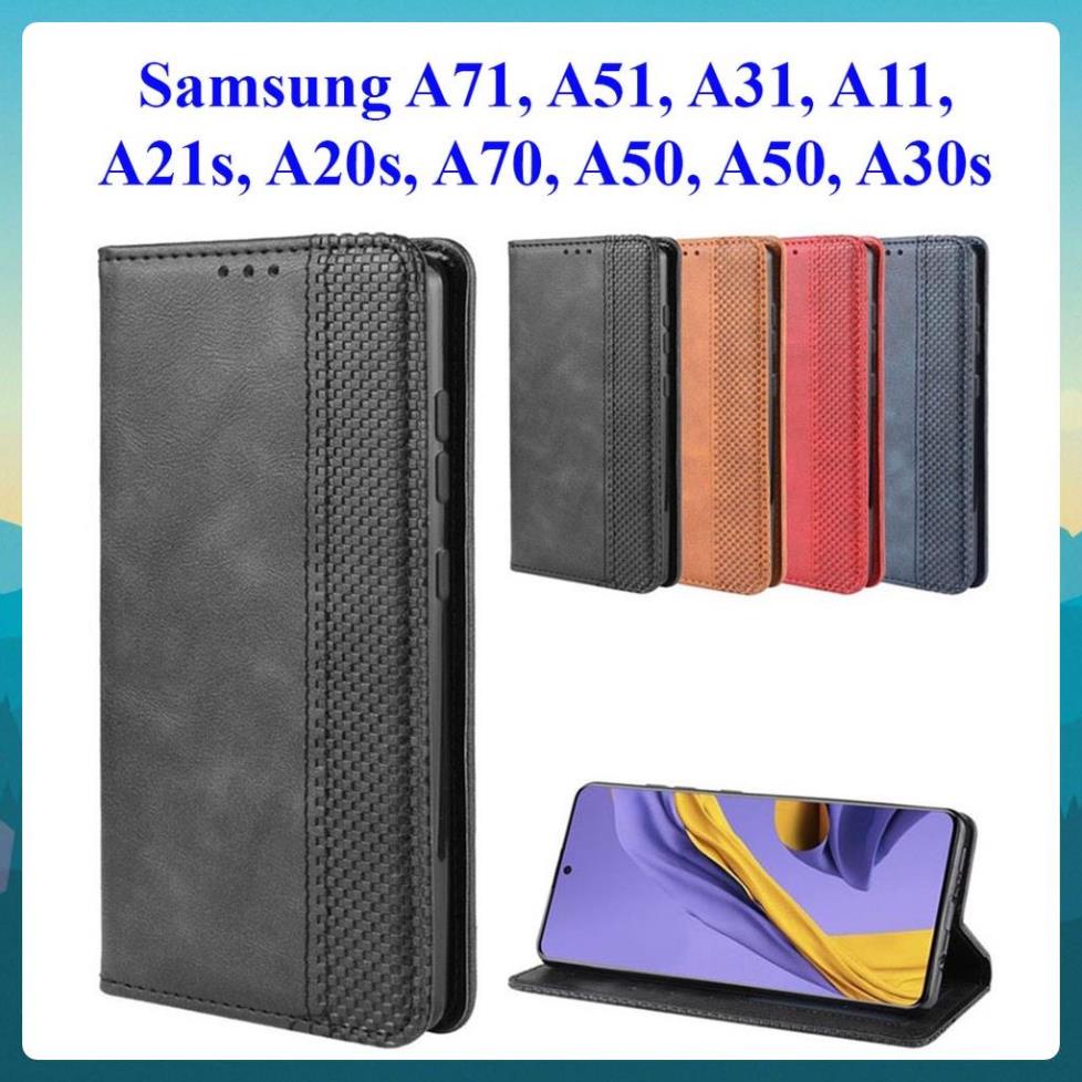 Bao da dạng ví Samsung A71, A51, A31, A11, A21s, A20s, A70, A50, A50s, A30s có nắp gập, ngăn đựng thẻ ATM tiền