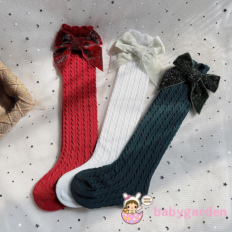 Vớ Dài Trọng Lượng Nhẹ Mềm Mại Đính Nơ Thời Trang Cho Bé Gái 1-8 Tuổi