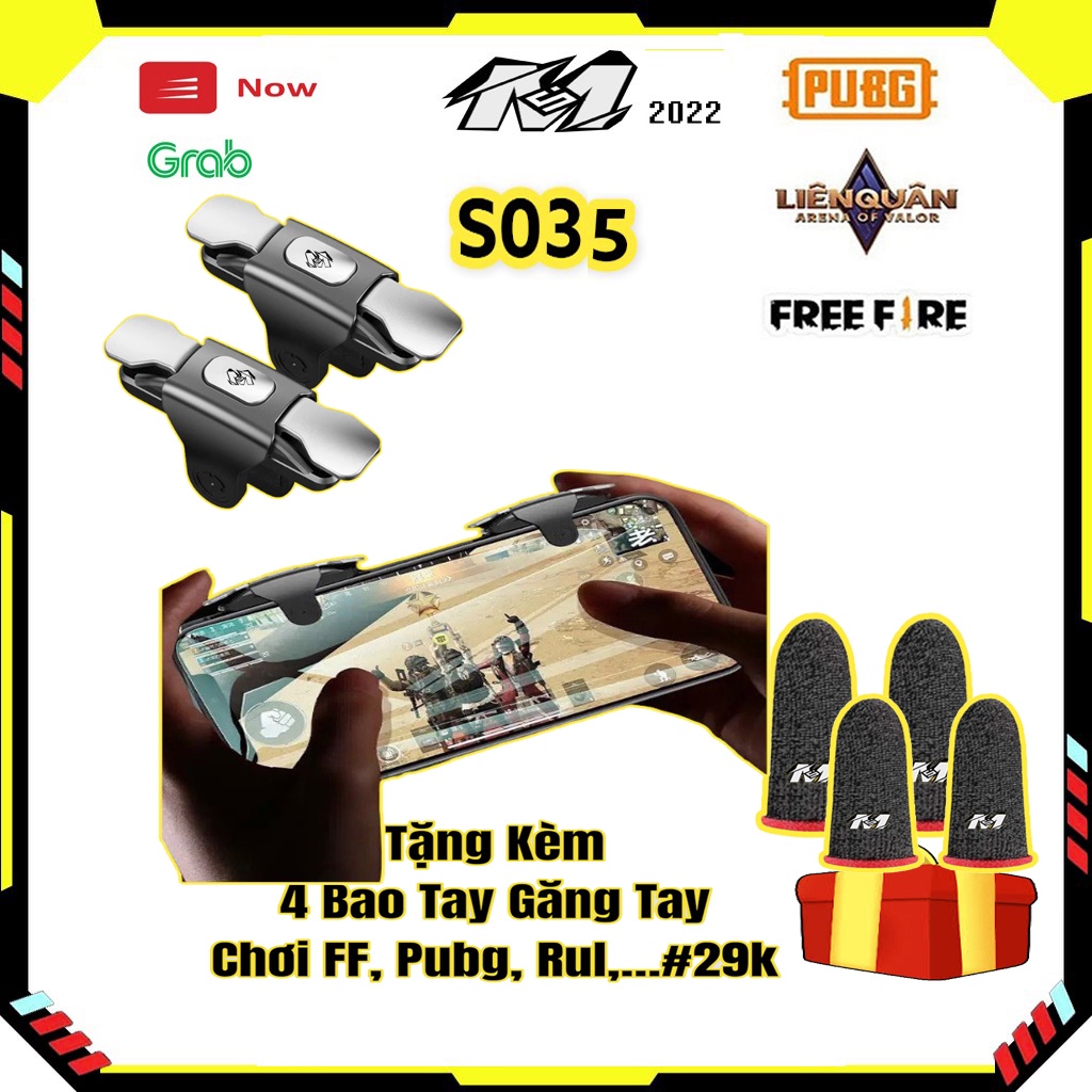 Nút bắn PUBG, FREE FIRE S03.5 , bộ 2 nút hỗ trợ chơi ff phím cơ kim loại chơi game sinh tồn điện thoại gaming mới 2022