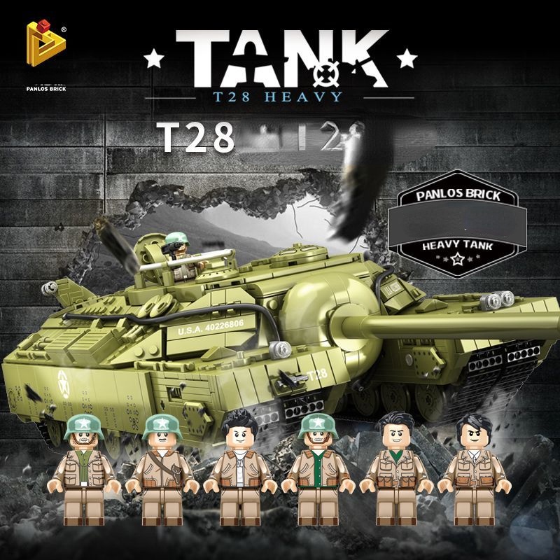 New Đồ chơi Lắp ráp Mô hình xe tăng Panlos 628010 T28 Heavy Tank
