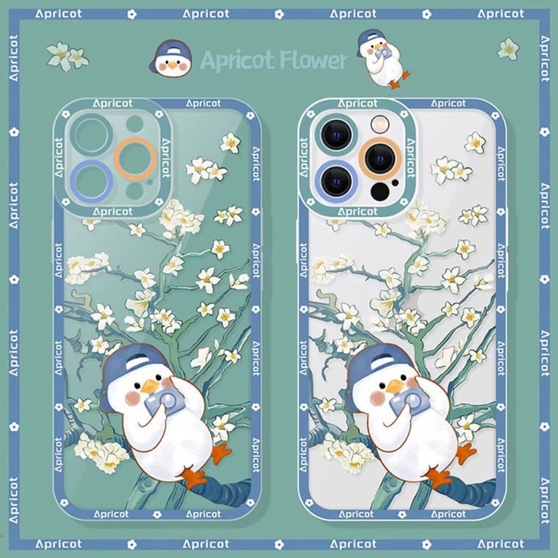 Ốp Điện Thoại gel Silica Mềm Hình Vịt Hoạt Hình Màu Trong Suốt Cho IPhone 13 12 11 Pro MAX X XR XS MAX 6 7 8 Plus