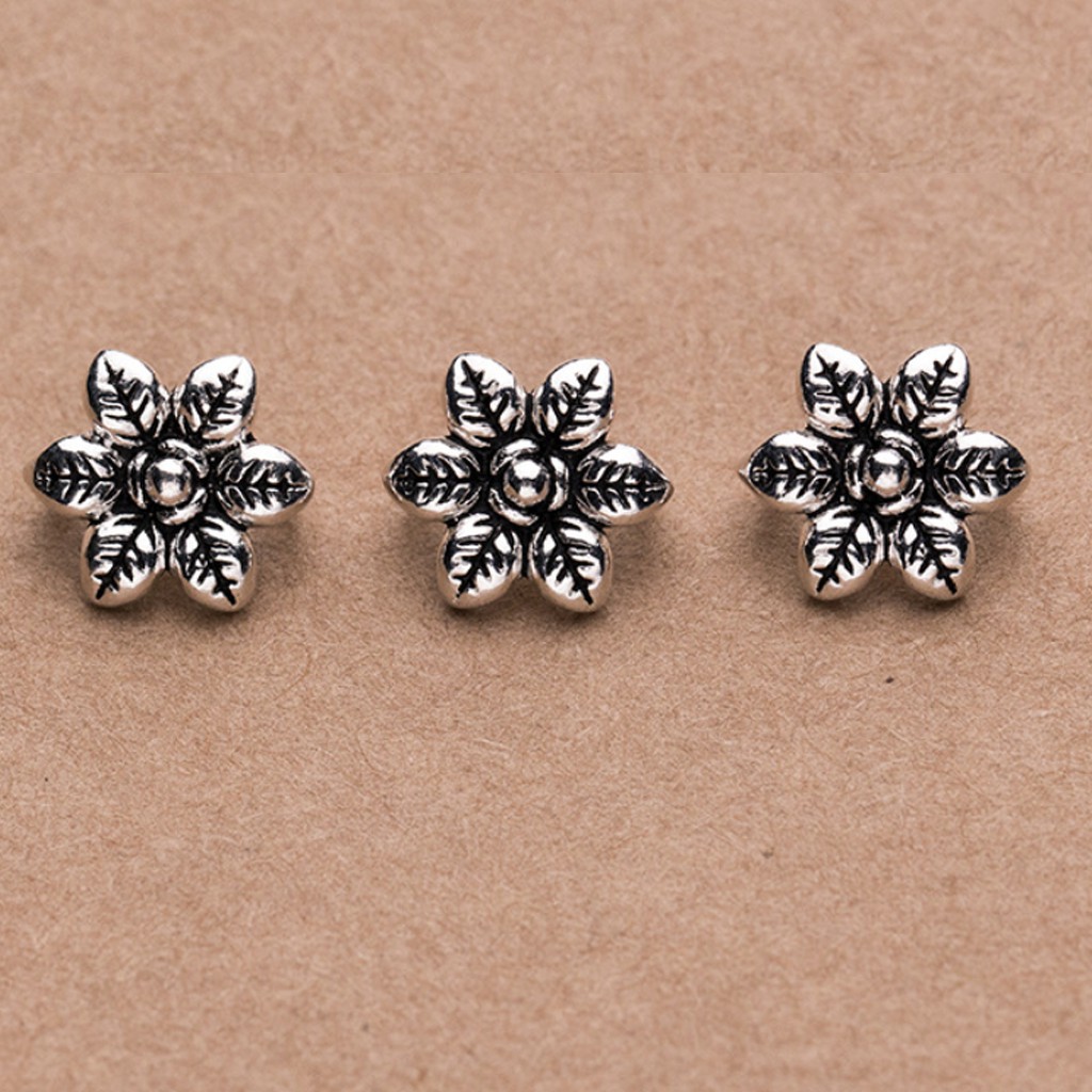 Charm bạc hình hoa 6 cánh 1