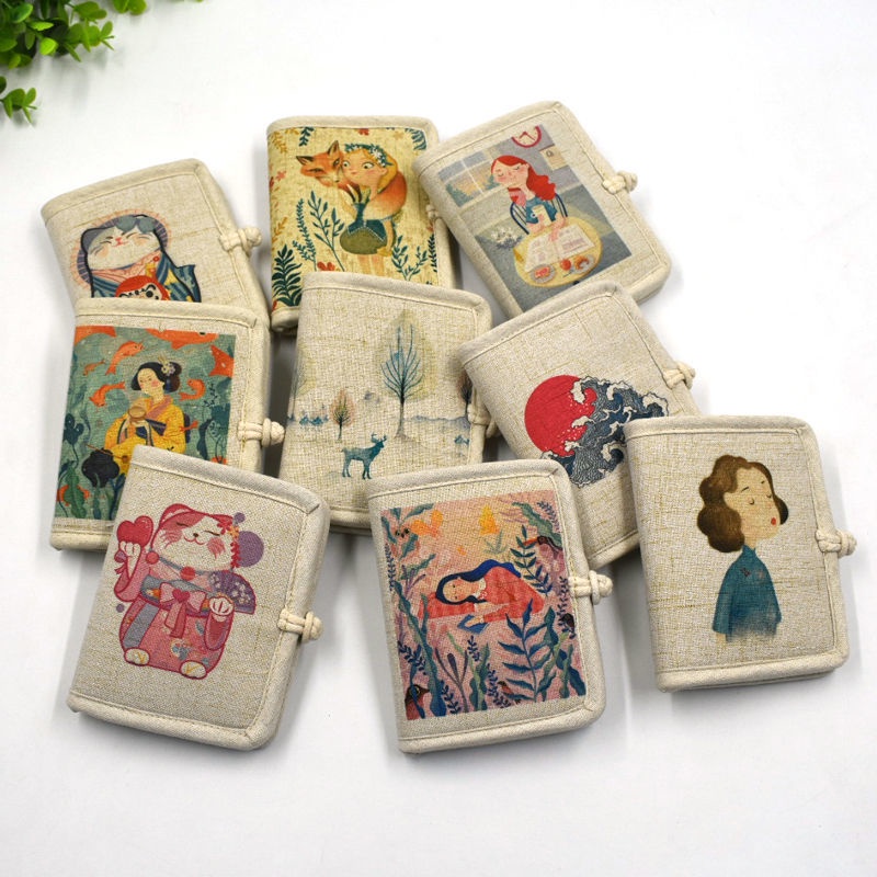 Ví ngắn bằng vải cotton phong cách Vintage đơn giản