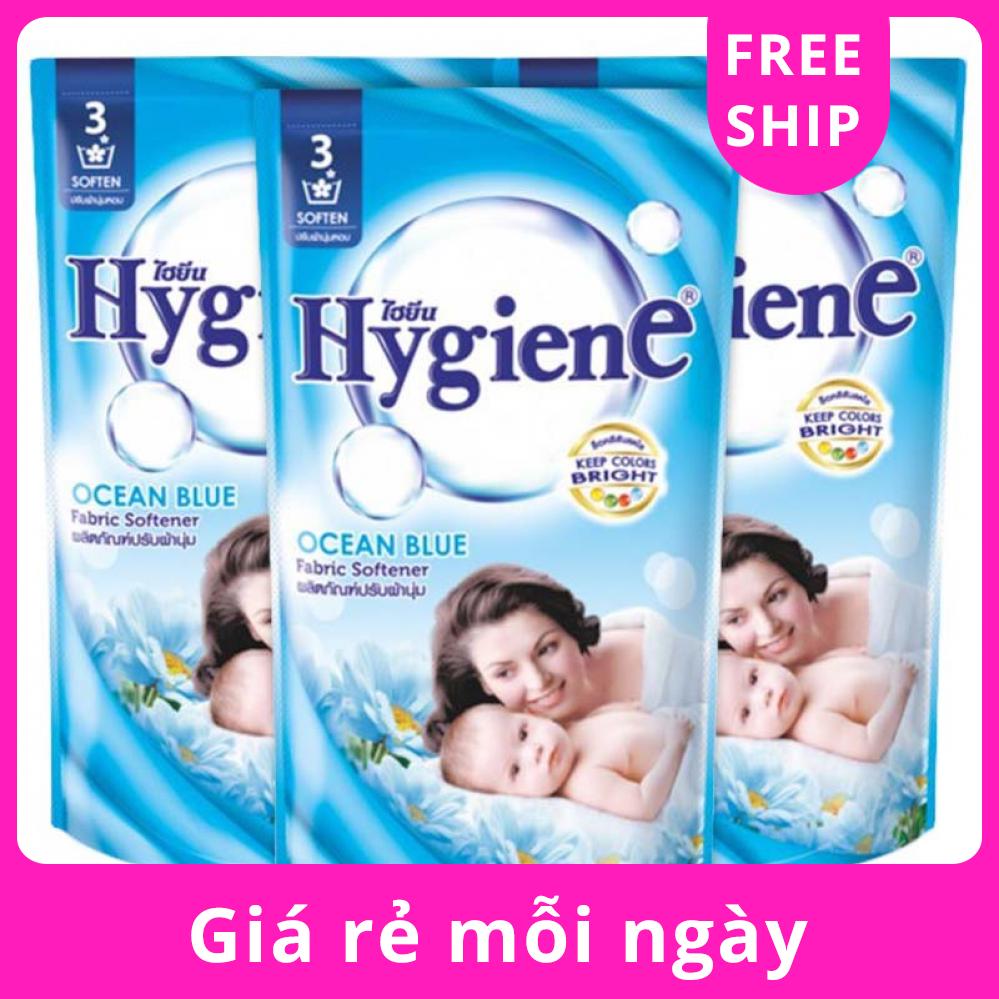Bộ 3 Gói Nước Xả Vải Hygiene Ocean Blue Fabric Softener (600mlx3) Thái Lan