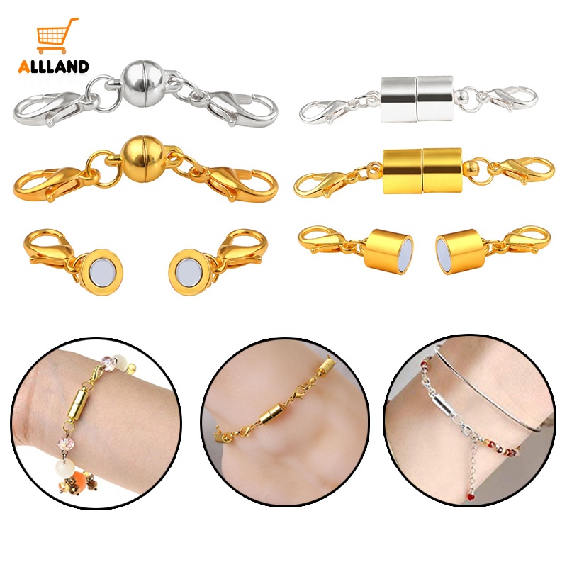Set 2 Khóa Cài Nam Châm Bằng Thép Không Gỉ Màu Vàng Bạc Chuyên Dụng Làm Trang Sức DIY