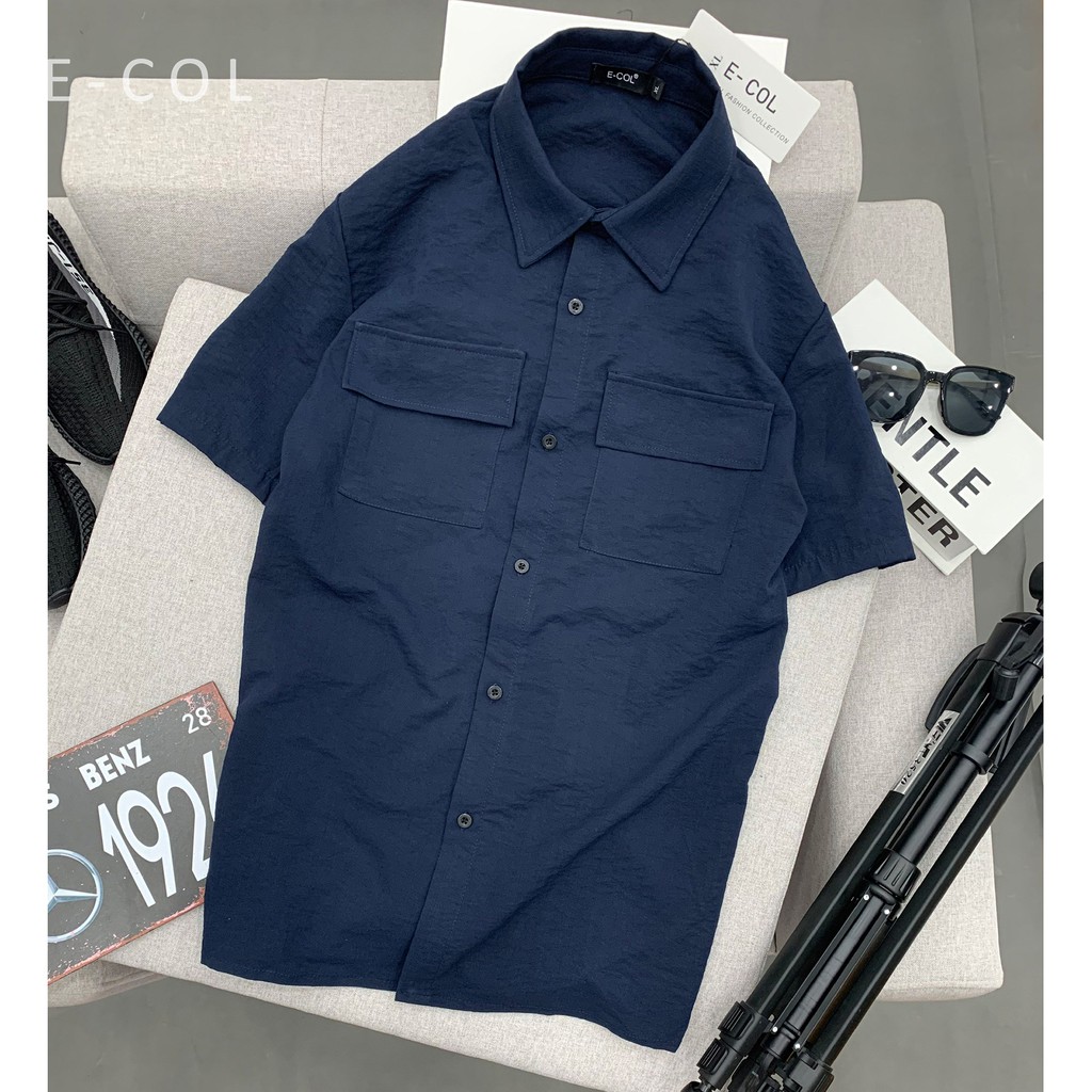 Áo sơ mi nam áo sơ mi đũi cổ bẻ túi hộp E-COL(45-83kg) Phom chuẩn Vải Mát | BigBuy360 - bigbuy360.vn