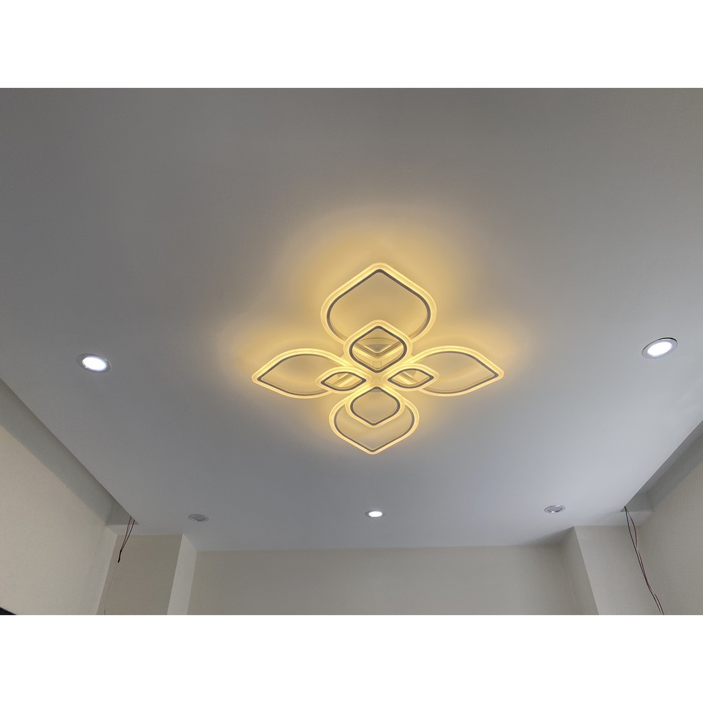 ĐÈN led ốp trần trang phòng khách-G02 đèn trang trí 8 cánh hình lá, có 3 chế độ sáng