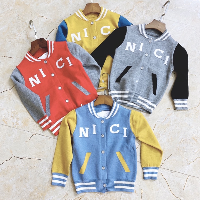 Áo Len Cổ Tim, Áo Len Cardigan Cho Bé Trai Size 1-4 Tuổi