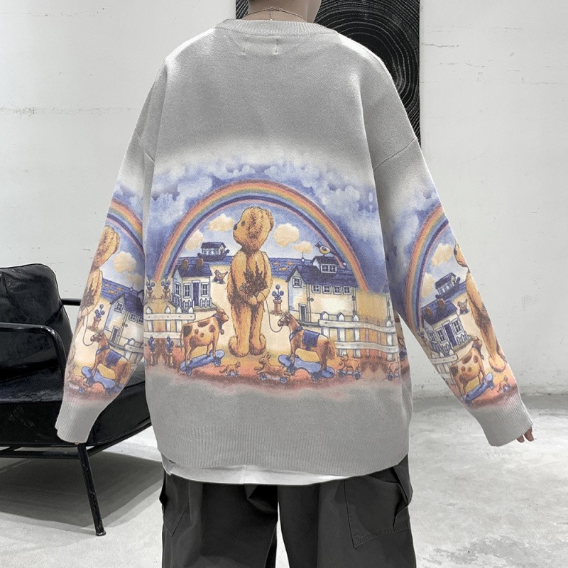 Áo Nỉ Tay Dài In Hình Gấu Trẻ Trung Cho Nam