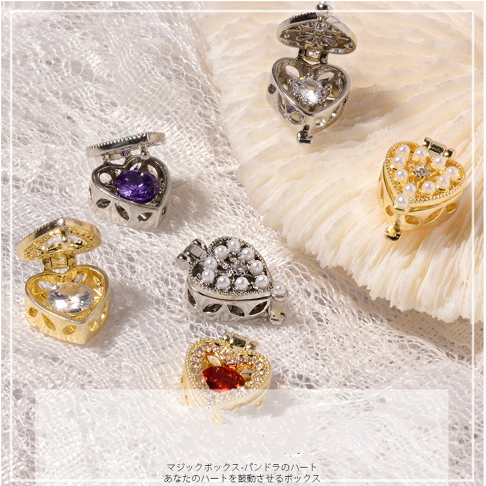 [Hàng mới về] Hộp phụ kiện trang trí móng hình trái tim đính đá zircon sang trọng