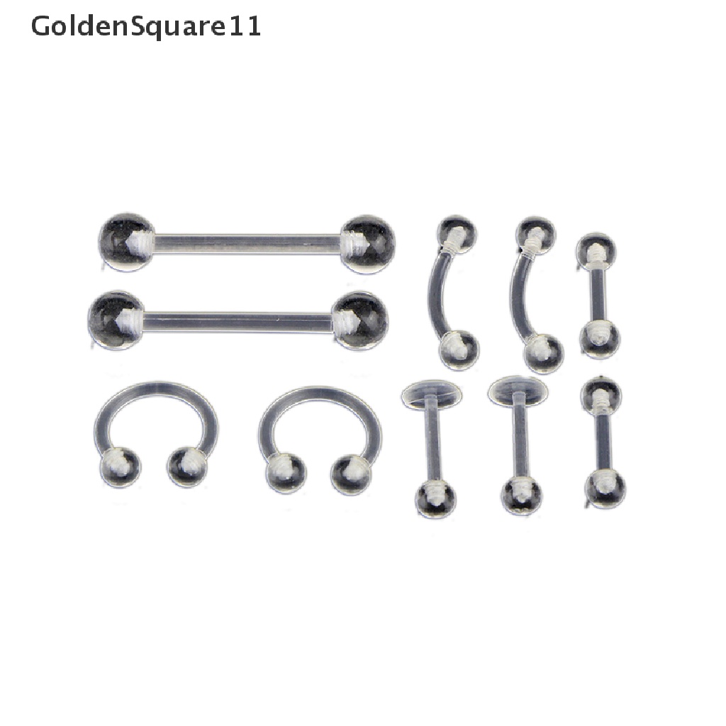 Set 10 Khuyên Đeo Cơ Thể Bằng Acrylic Trong Suốt