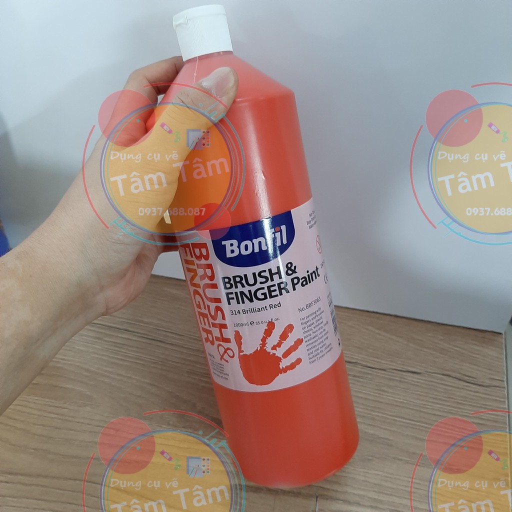 [ TÂM TÂM ]-Màu vẽ Tay Bonfil bình 1 lít, Bonfil Brush &amp; Finger Paint-