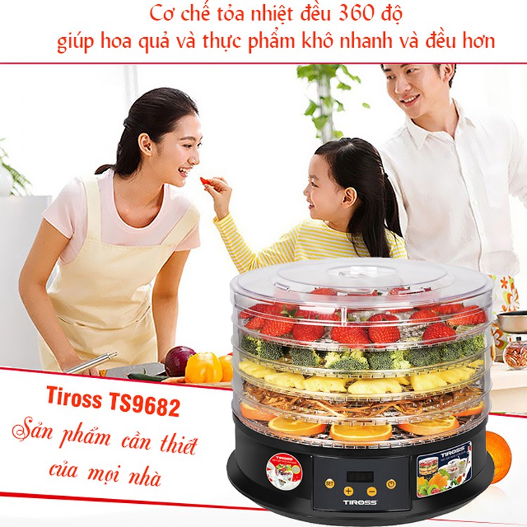 Máy sấy trái cây hoa quả thực phẩm Tiross TS9682 (250W) - Tặng hũ làm sữa chua