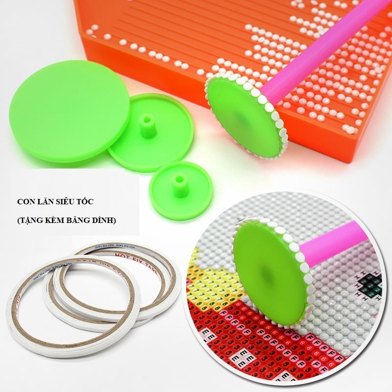 Bộ dụng cụ đính đá - con lăn siêu tốc 360 độ tặng kèm băng dính 2 mặt