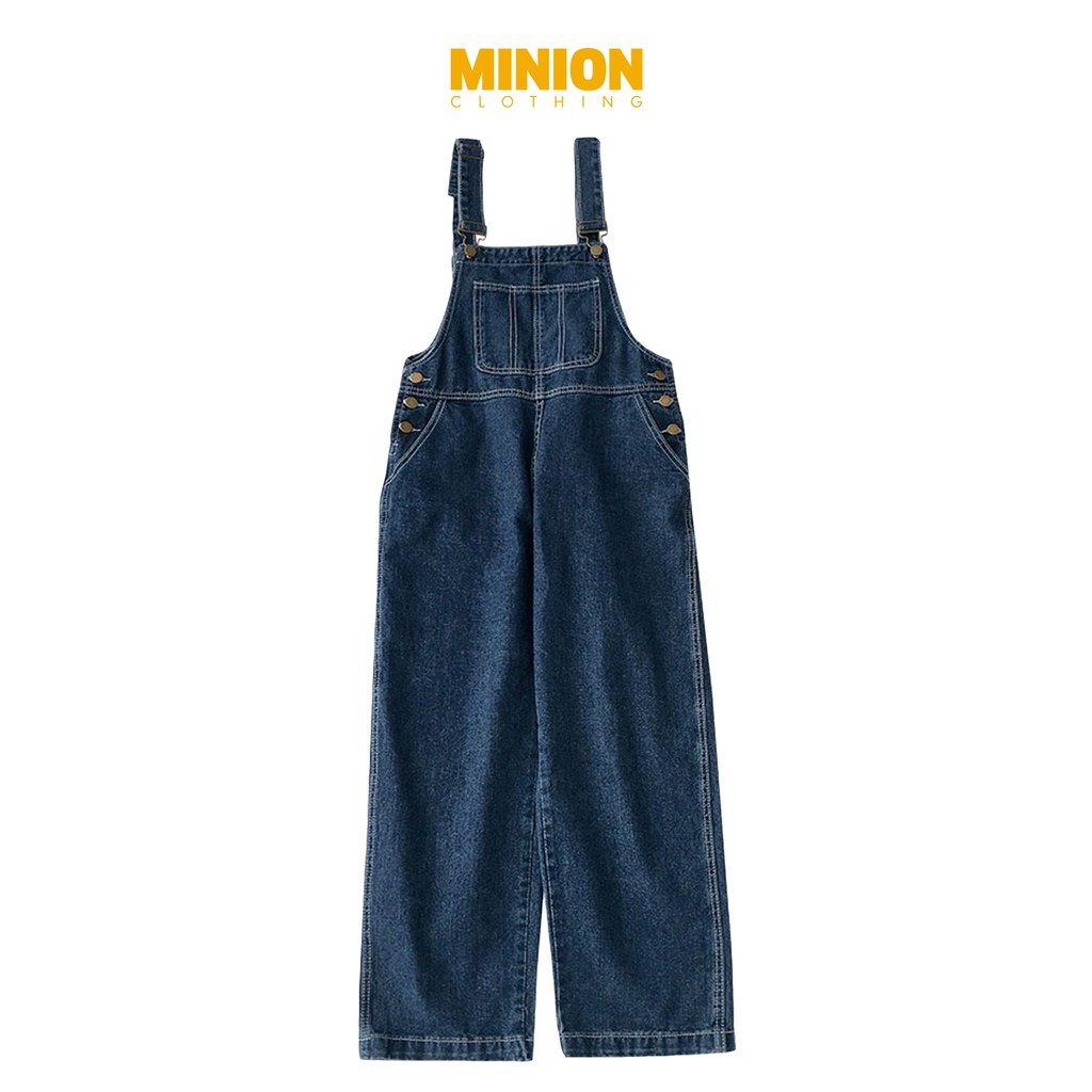 Quần yếm jeans MINION CLOTHING dáng Unisex form rộng Ulzzang Streetwear Hàn Quốc chất bò dày dặn QY3259