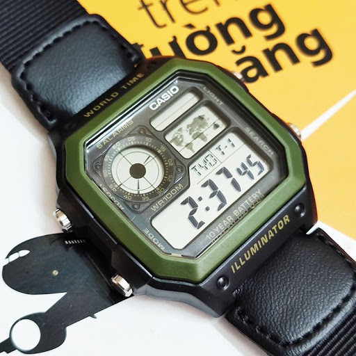 Đồng Hồ Nam Casio Standard AE-1200WHB-1BVDF Chính Hãng Dây Vải | Casio WorldTime AE-1200WHB-1B