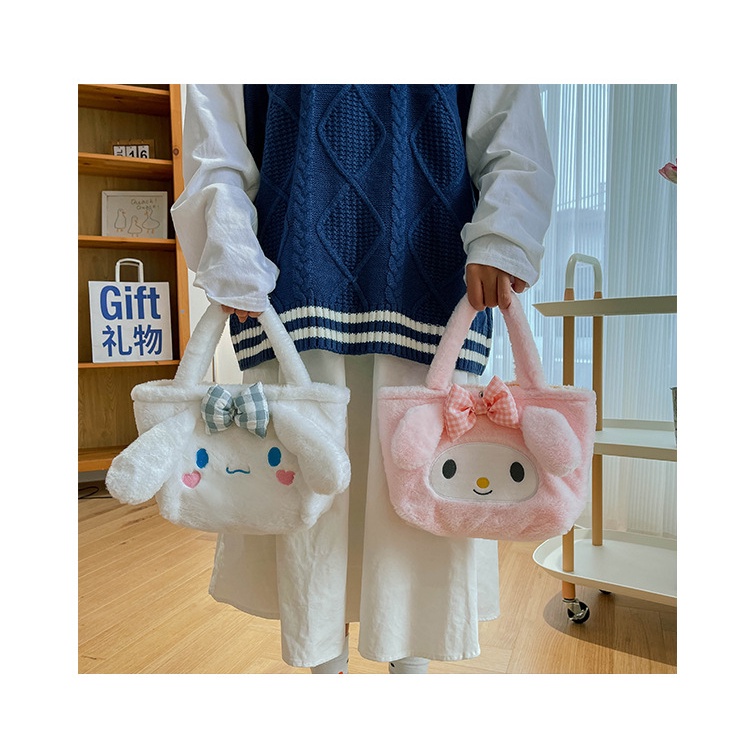 Túi gấu bông cầm tay Disney thỏ Stellalou Kuromi Melody Cinnamon hot tiktok hàng Quảng Châu có sẵn