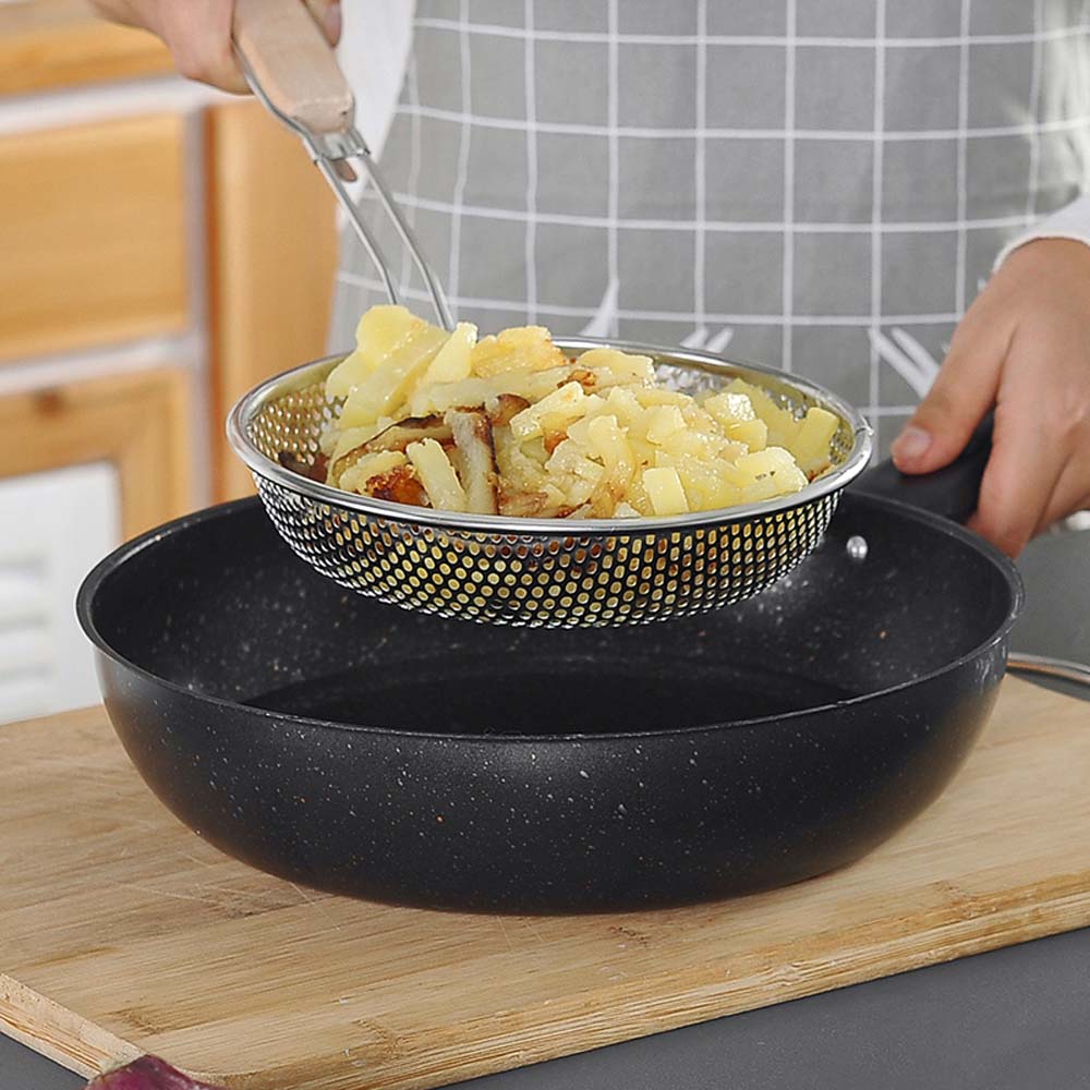 Dụng cụ rây lọc có tay cầm dài bằng gỗ tiện lợi dành cho nhà bếp