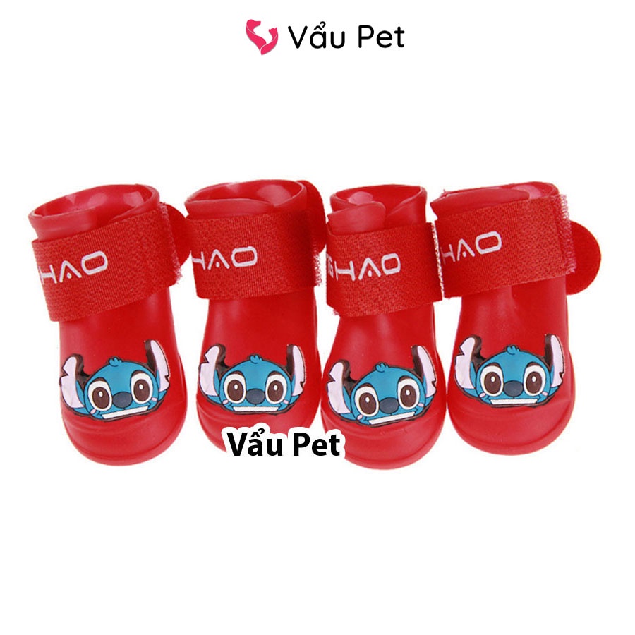 Giày cho chó mèo cao su in hình Stitch - Giày cao su đi mưa cho chó mèo Vẩu Pet Shop