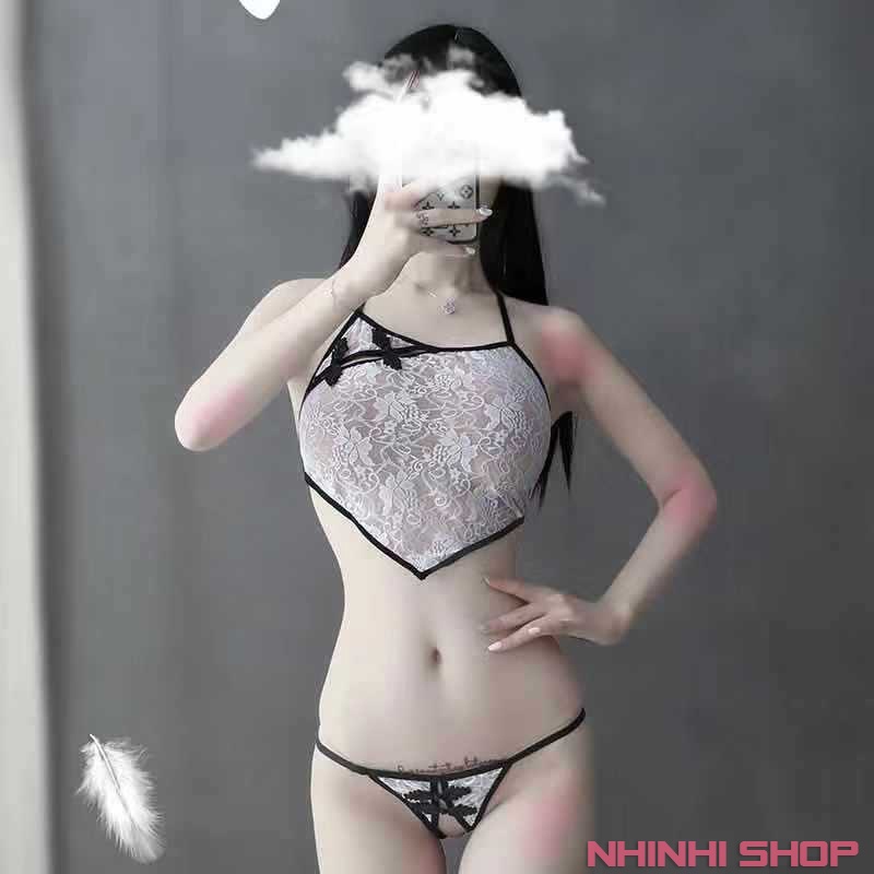 Yếm ngủ sexy đồ ngủ gợi cảm ren xuyên thấu cosplay tặng kèm quần chip quyến rũ DA21