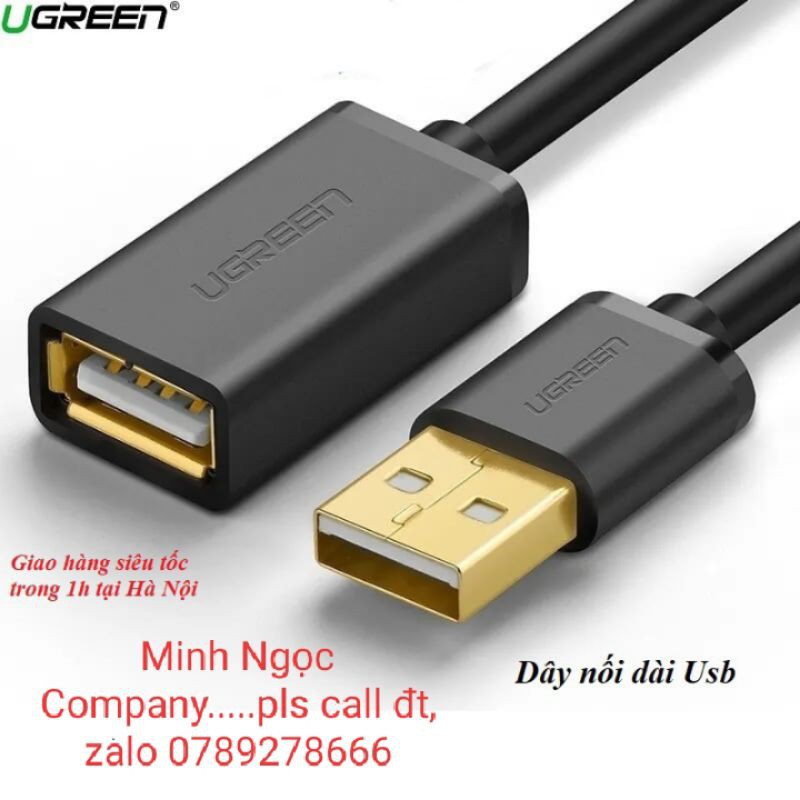 Dây nối dài USB 2.0 (1 đầu đực, 1 đầu cái) dài 2m UGREEN US103 10316 - Hàng Chính Hãng