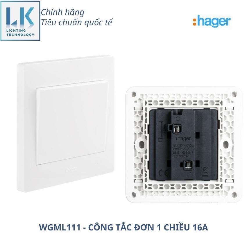 CÔNG TẮC ĐƠN 1 CHIỀU 16A HAGER - WGML111 - CHÍNH HÃNG GIÁ GỐC - LK LIGHTING PHÂN PHỐI