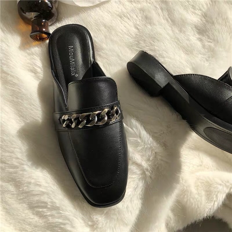 Giày sục da dây xích bít mũi hàng chuẩn ảnh loại đẹp, êm ôm chân