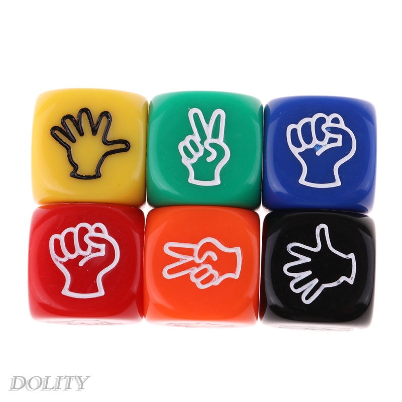 6Pcs Six Sided Rock Paper Scissors Dice Board Game for Party Games Supplies