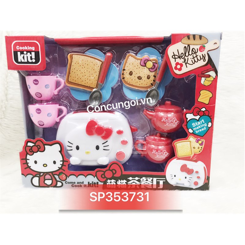 HỘP BẾP MÁY NƯỚNG BÁNH MÌ KITTY + ẤM, NỒI, 2C TÁCH TRÀ, DĨA , QX119-2 (Hộp)- SP353731